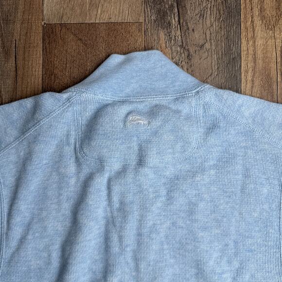 Tommy Bahama Sweater Men's Large Blue Quarter Zip Beach Skater Knit 6661 - Picture 7 of 11